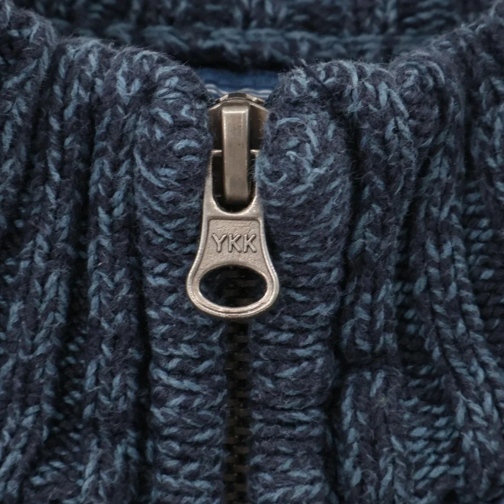 Vintage 90s Quarter Zip Fisherman Sweater Mens Size L Blue Rugged Heritage Patch